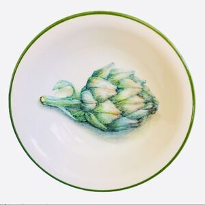 Artichoke Pasta Spaghetti Bowl green Trim Italy